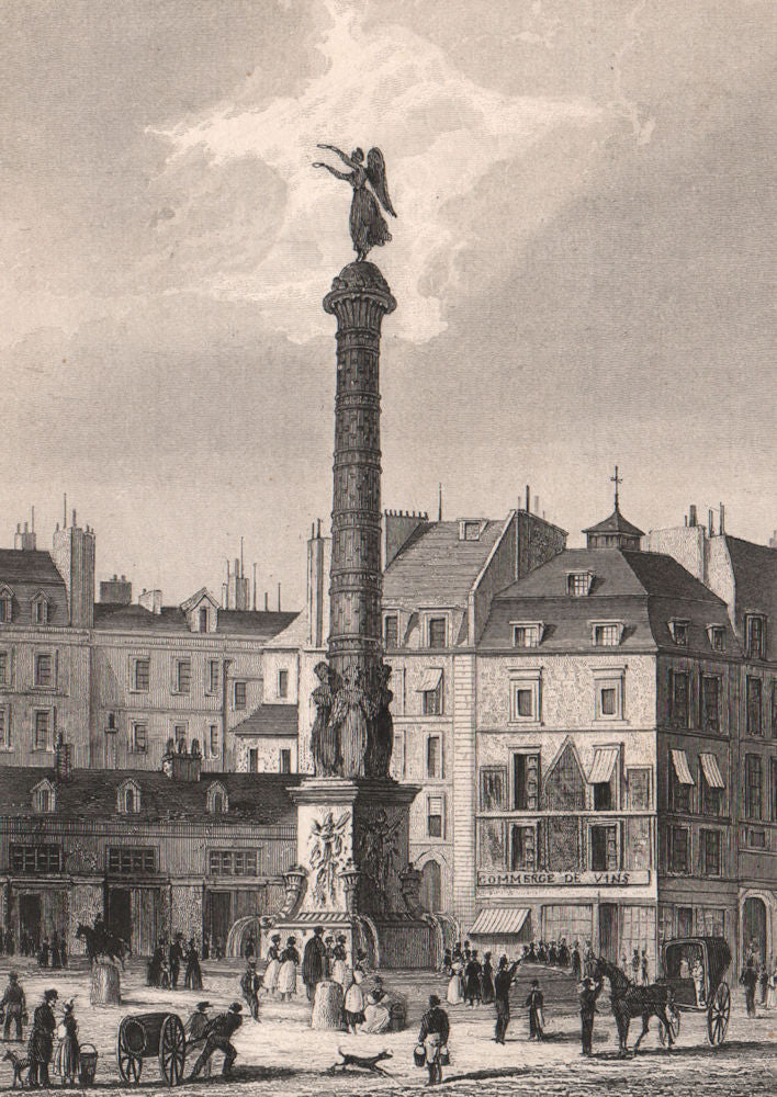 PARIS. Fontaine du Chatelet. BICKNELL 1845 old antique vintage print picture